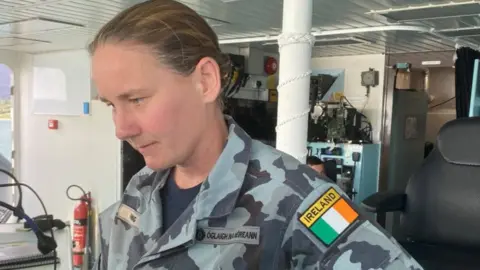Grace Fanning Lt Cdr Fanning works on the bridge of the LÉ Róisín