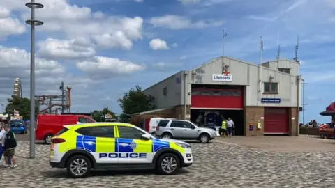 BBC Police car on beach at Skegness