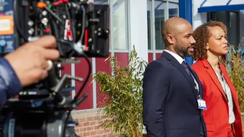 Wall To Wall/Rope Ladder Fiction Waterloo Road being filmed