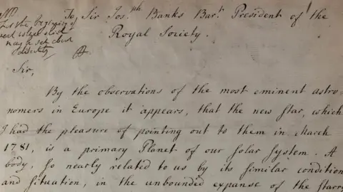 Royal Society The letter from William Herschel explaining that he had discovered a new planet