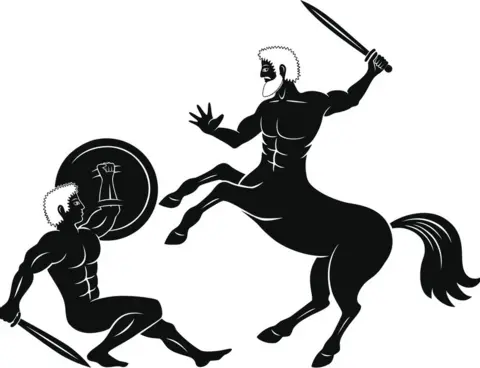 Getty Images Graphic of centaur fighting warrior