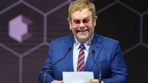 Getty Images British singer Sir Elton John at the Schwab Foundation for Social Entrepreneurship ceremony ahead of the World Economic Forum (WEF) meeting, on January 22, 2018 in Davos