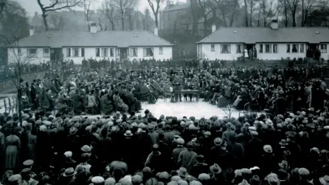 Westfield War Memorial Village Lancaster The original black and white photograph of Earl Douglas Haig officially opening the Westfield War Memorial Village. Haig is standing in the centre of the village bowling green surrounded by local dignitaries and crowds of people.