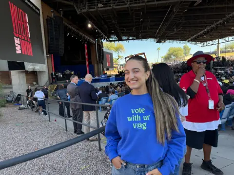 Mary Jelkovsky wears a 'vote with your vag' sweatshirt