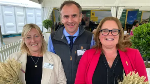 BBC Angela Kirkwood, Andrew Loftus and Rachel Hallos at the Great Yorkshire Show
