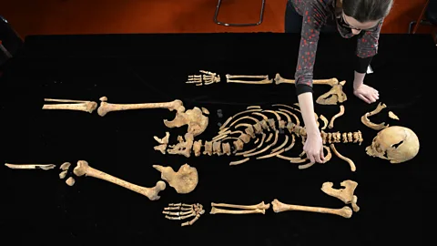 Dr Jo Appleby, the University of Leicester, works on the remains of King Richard III