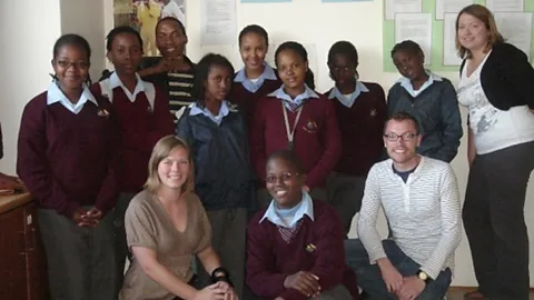 Sepelun Kwape Ellan Dickieson (bottom left) with peers while on an education programme in Botswana (Credit: Sepelun Kwape)