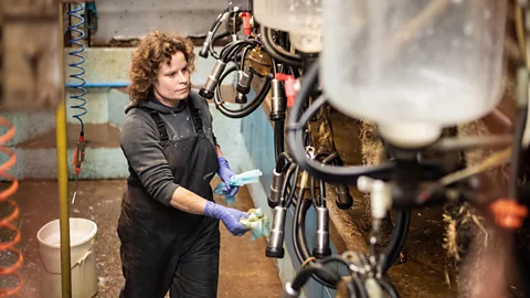 John Quintero/BBC Farmers like Hannah Edwards feel a strong obligation to protect the environment, but their thoughts on climate action are not always so clear cut (Credit: John Quintero/BBC)