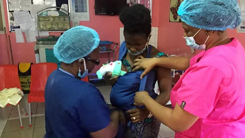 Ayodele Johnson Ojoma Ekhomun has cared for her little boy using kangaroo mother care after he was born premature (Credit: Ayodele Johnson)