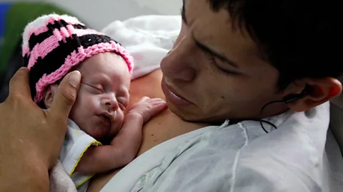 Alamy Fathers can take their share of skin-to-skin contact using kangaroo care with similar results to mothers (Credit: Alamy)