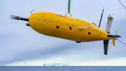 National Oceanography Centre Yellow sub suspended in mid-air