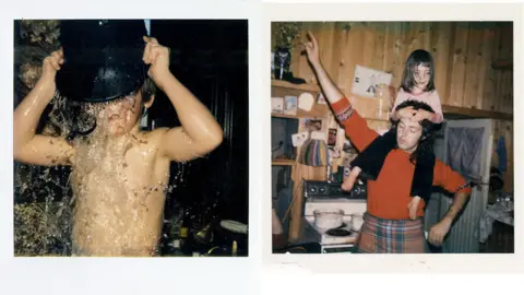 The Polaroid Diaries, Taschen James McCartney spills water over self and Paul McCartney poses with daughter