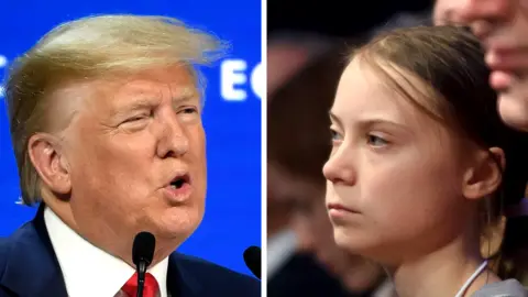 AFP President Trump and climate activist Greta Thunberg, 21 January 2020