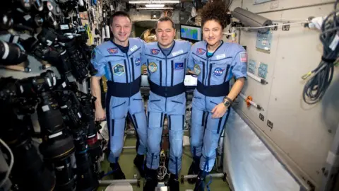 NASA The trio on board the International Space Station (ISS)