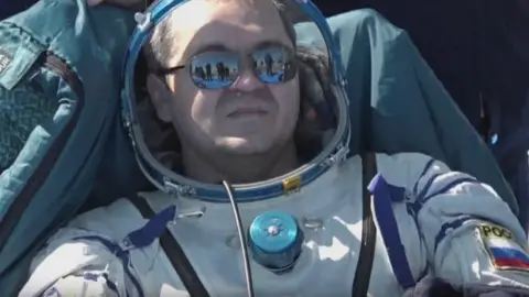 EPA Oleg Skripochka shortly after the Soyuz MS-15 spacecraft descent module safely landed in Kazakhstan, 17 April 2020