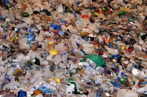 PA Media A mountain of plastic.