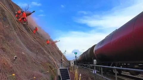 Network Rail Workers on a cliff face