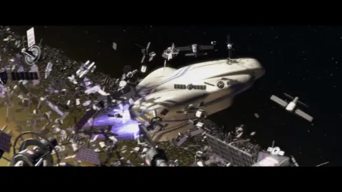 Walt Disney Pictures Wall-E satellite space junk scene