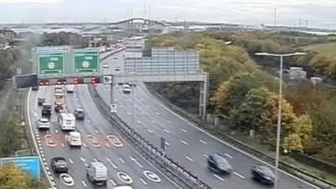 National Highways The M25/A282 after protesters climbed up the QE2 Bridge