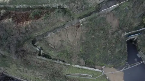 Landslip at the steps up to the Clarence Battery