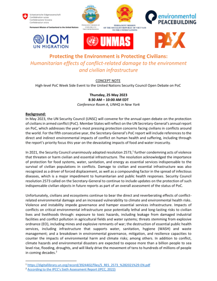 Protecting the Environment is Protecting Civilians: Humanitarian effects of conflict-related damage to the environment and civilian infrastructure – World