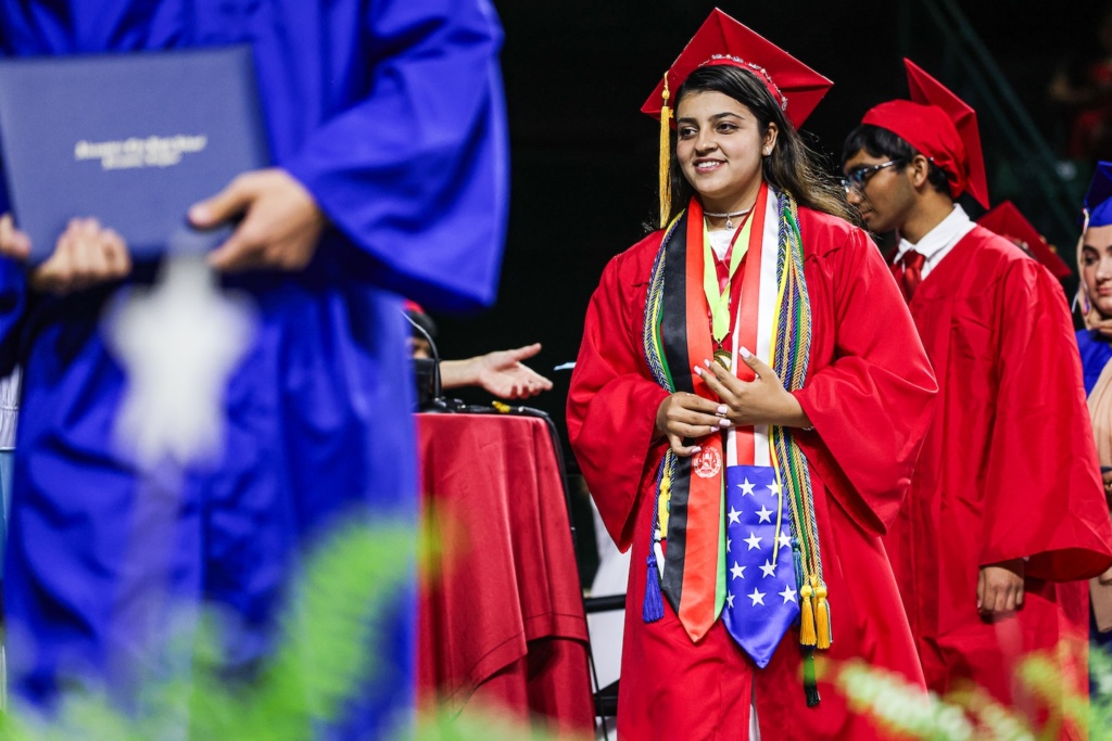 Virginia student Zahra Rahimi works to help Afghan peers find their voices