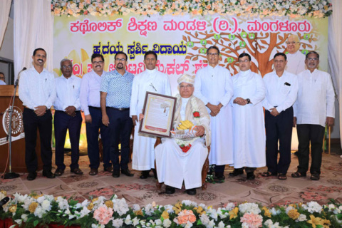 Mangaluru: Catholic Board of Education honours outgoing secretary Fr Antony Michael Shera
