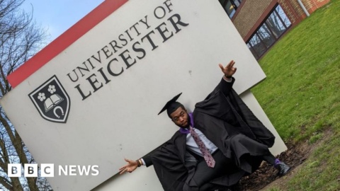 Leicester graduate celebrates with dance at ceremony
