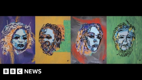 Humanoid robot artist paints Glastonbury’s headliners