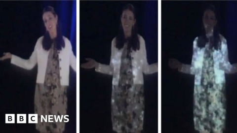 New Zealand PM Jacinda Ardern takes stage as hologram