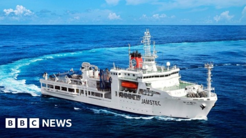 Science drill ship sets depth record off Japan