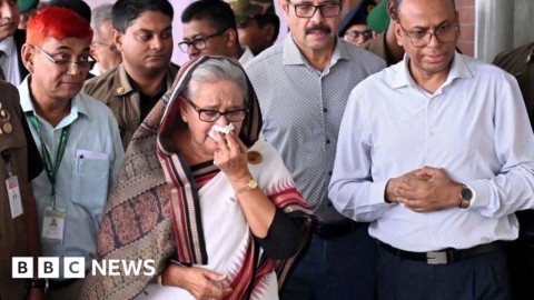Scorn as PM Sheikh Hasina weeps at train station damage