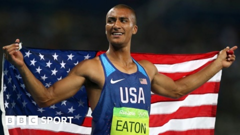 Rio Olympics 2016: Ashton Eaton retains decathlon title to match Daley Thompson
